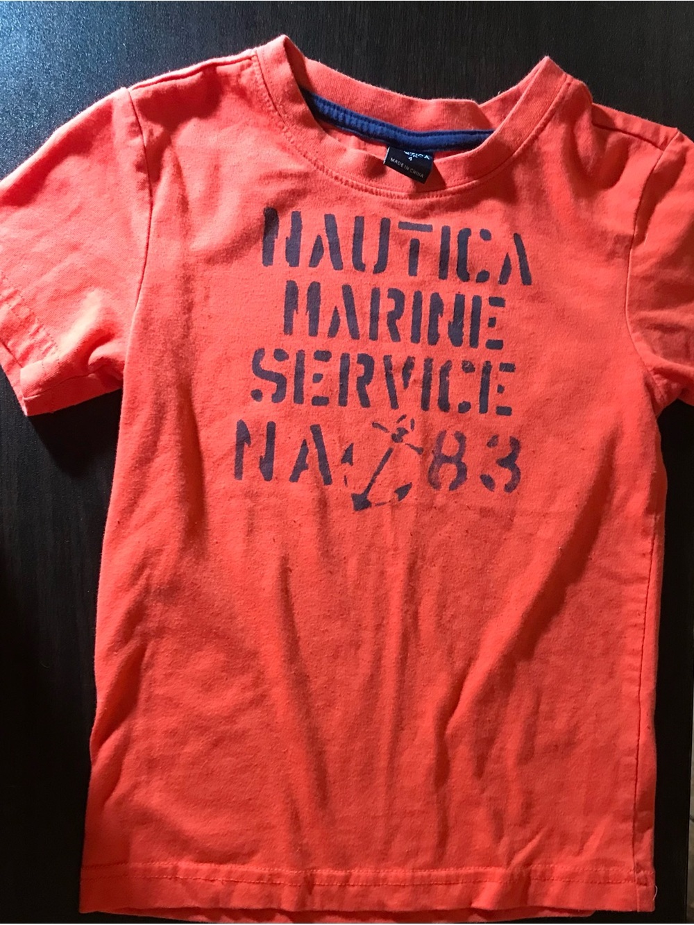 Nautica Orange Short-Sleeve Tee with Navy Graphic